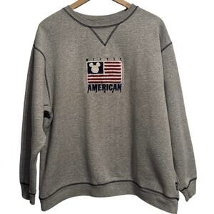 Disney Men's Gray Mickey American Gray Long Sleeve Sport Sweatshirts L Large